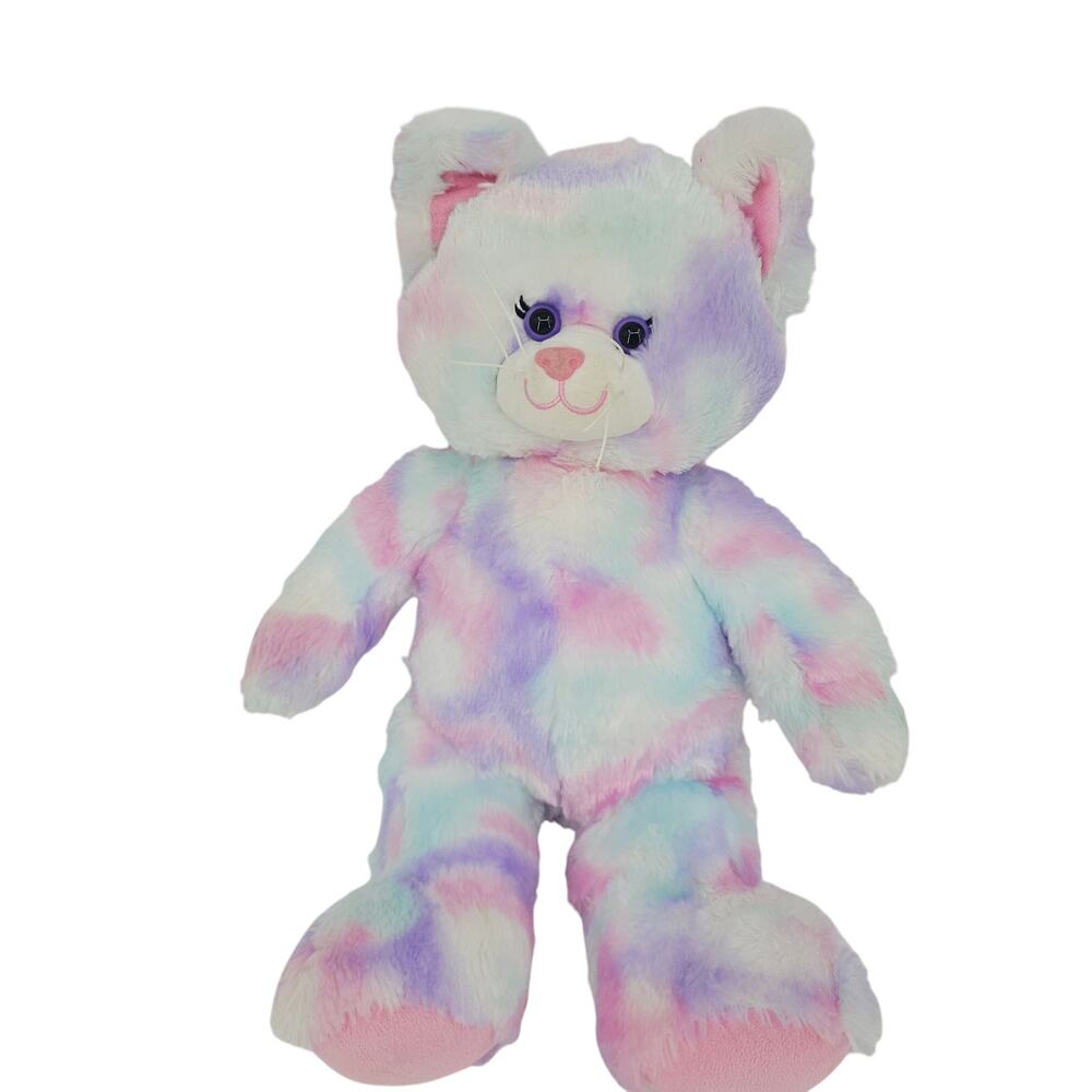 Build A Bear Plush Pastel Swirl Tie Dye Kitty Cat Pink Purple Blue BABW